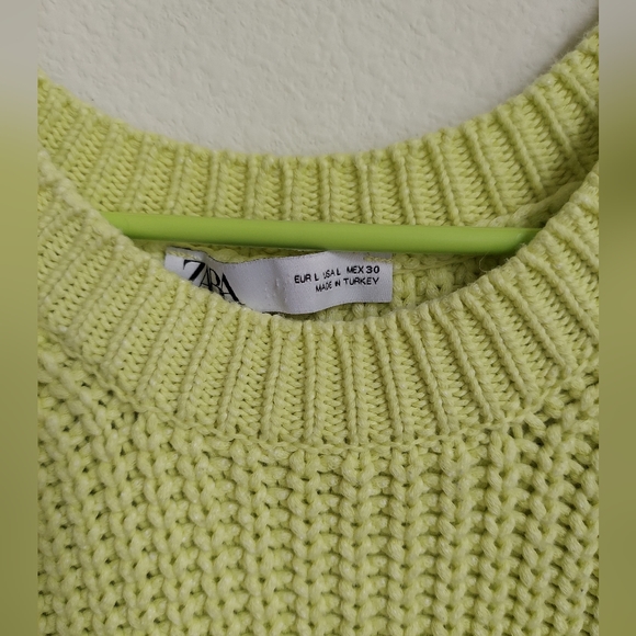 Zara Oversized Yellow Green Knit Vest Sweater Dress Sz Large - Picture 5 of 8